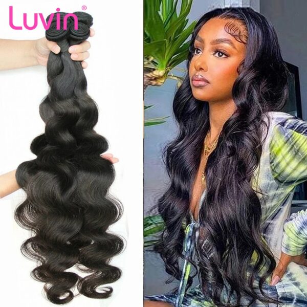 Luvin 30 32 40 Inch 3 4 Brazilian Hair Weave Bundles Body Wave Remy Human Hair Natural Double Drawn Hair Extensions For Women