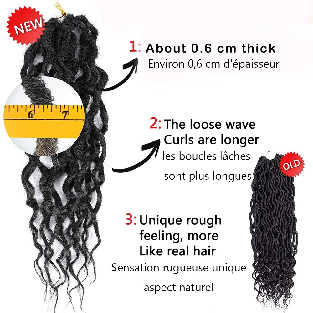 New Goddess Locs Wavy Faux Locs Crochet Hair With loose wavy ends  Pre-Looped - Hair Candy Beauty